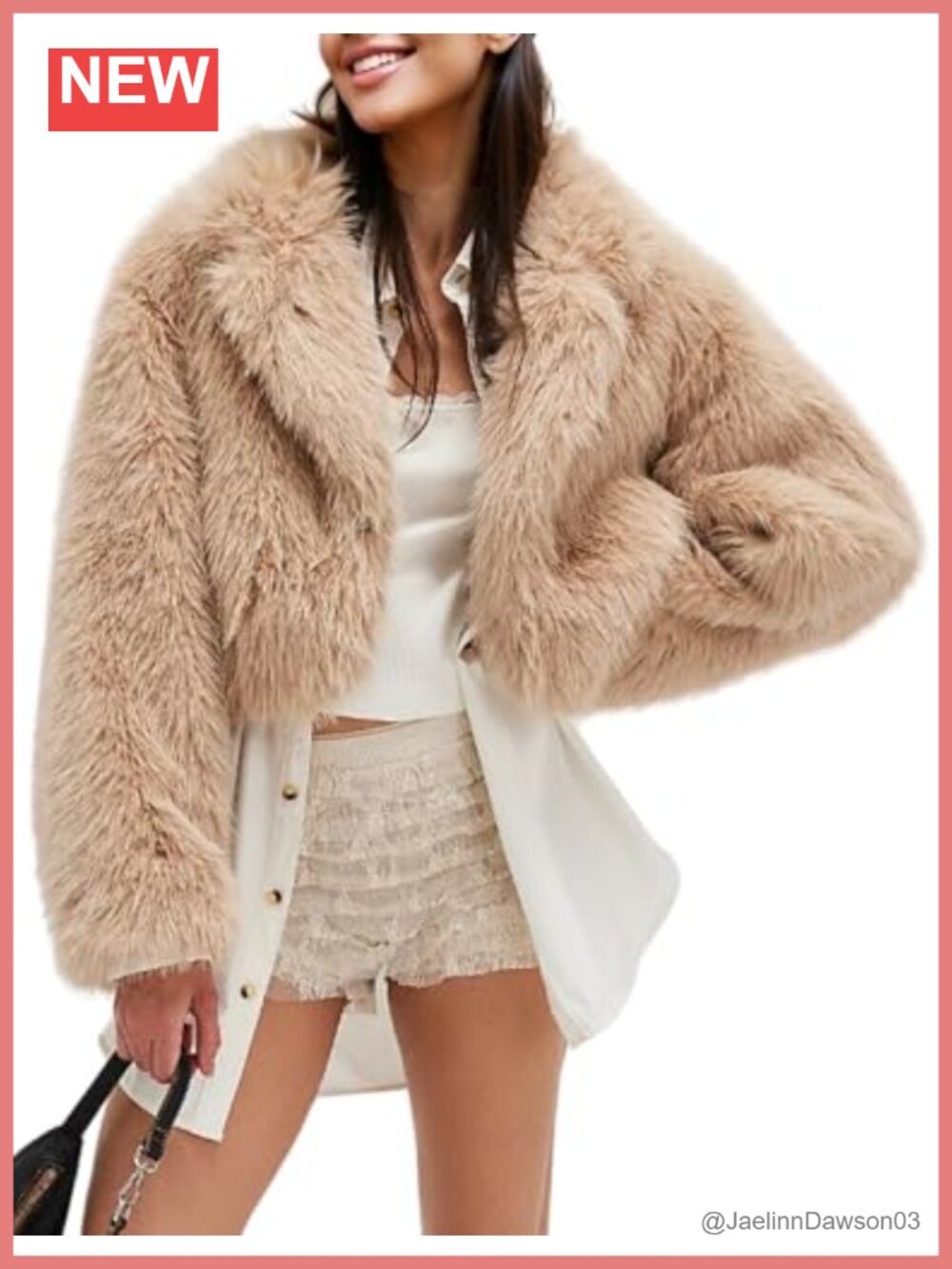 Faux Fur Cropped Jacket Long Sleeve Warm Coat